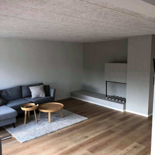 Stue renoveret under renovering af hus i Tønder