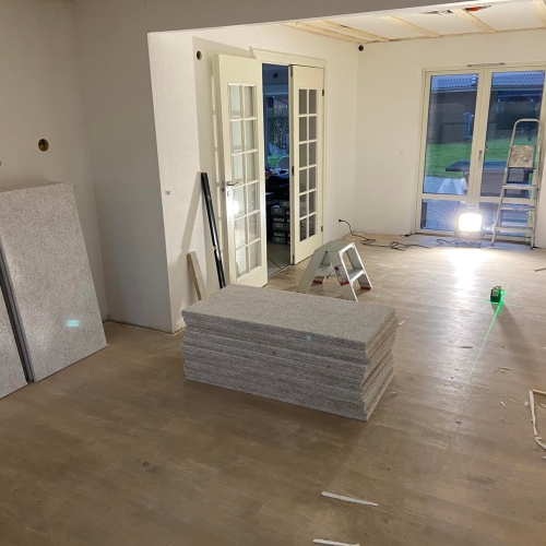 Igangværende renovering af stue i Aabenraa
